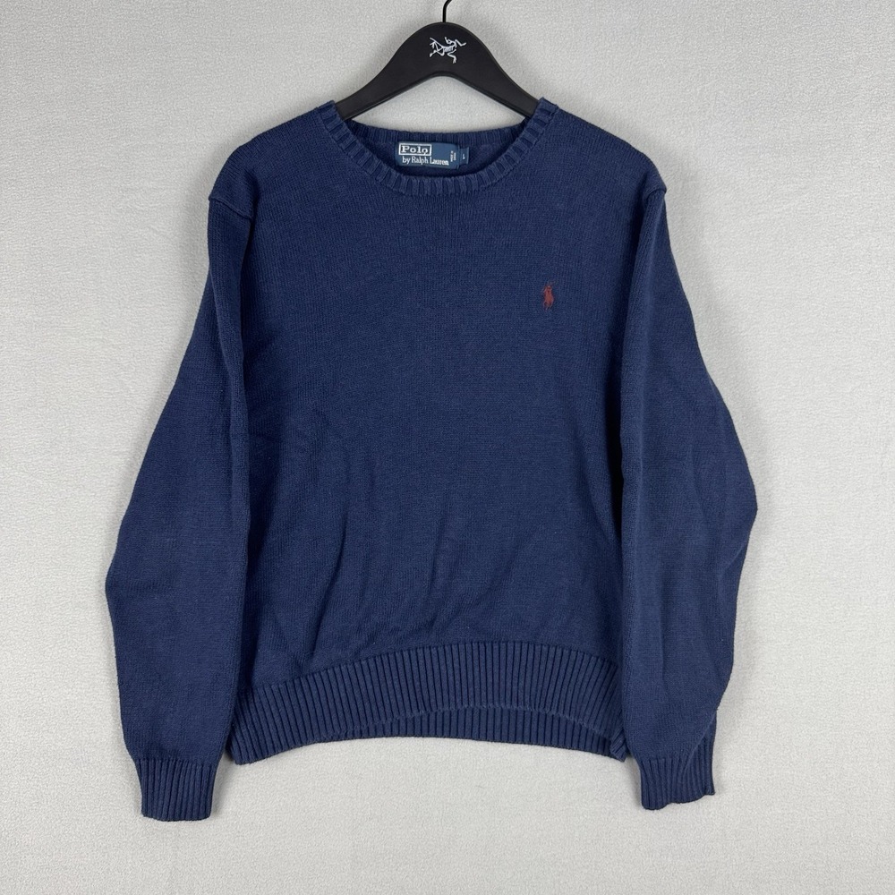 Polo Ralph Lauren Crewneck Cotton Sweatshirt Navy Logo Mens Large Utility Preppy